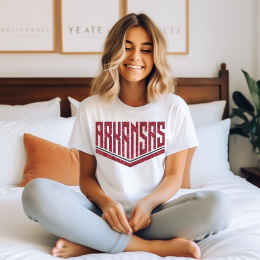 Faux glitter Arkansas tee