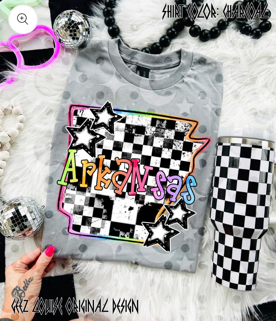 Arkansas checkered tee