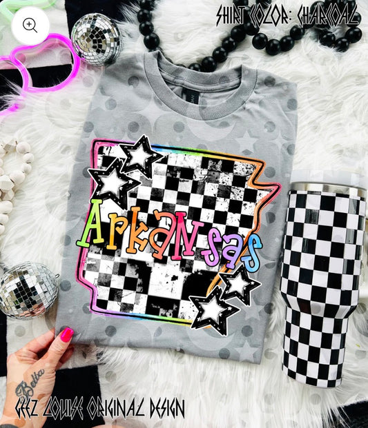 Arkansas checkered tee
