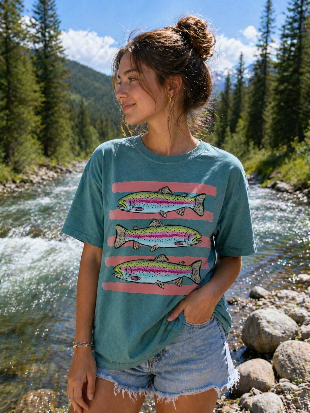 Rainbow trout on seafoam cc