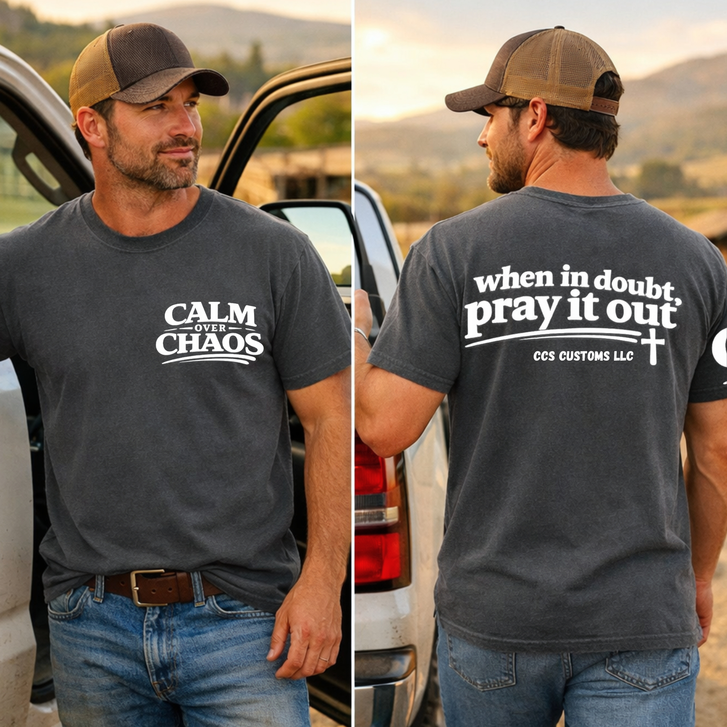 Pray it out- men’s tshirt- calm over chaos
